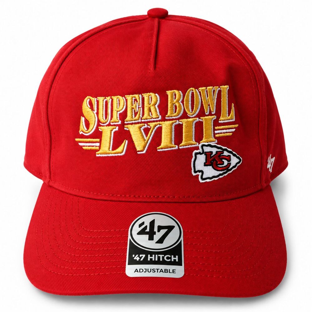 NEW '47 Kansas City Chiefs Super Bowl LVIII Hitch Red Snapback Hat OSFM